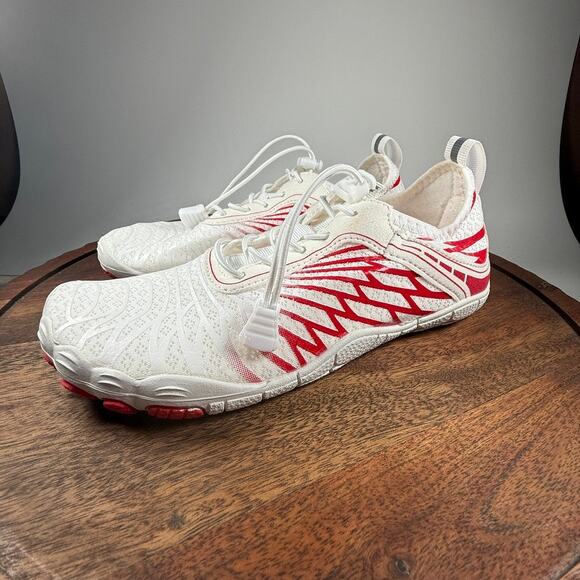 HF Barefoot Water Shoes White Red Minimalist Aqua Swim Surf Shoes Quick Dry SZ36 - Picture 3 of 13
